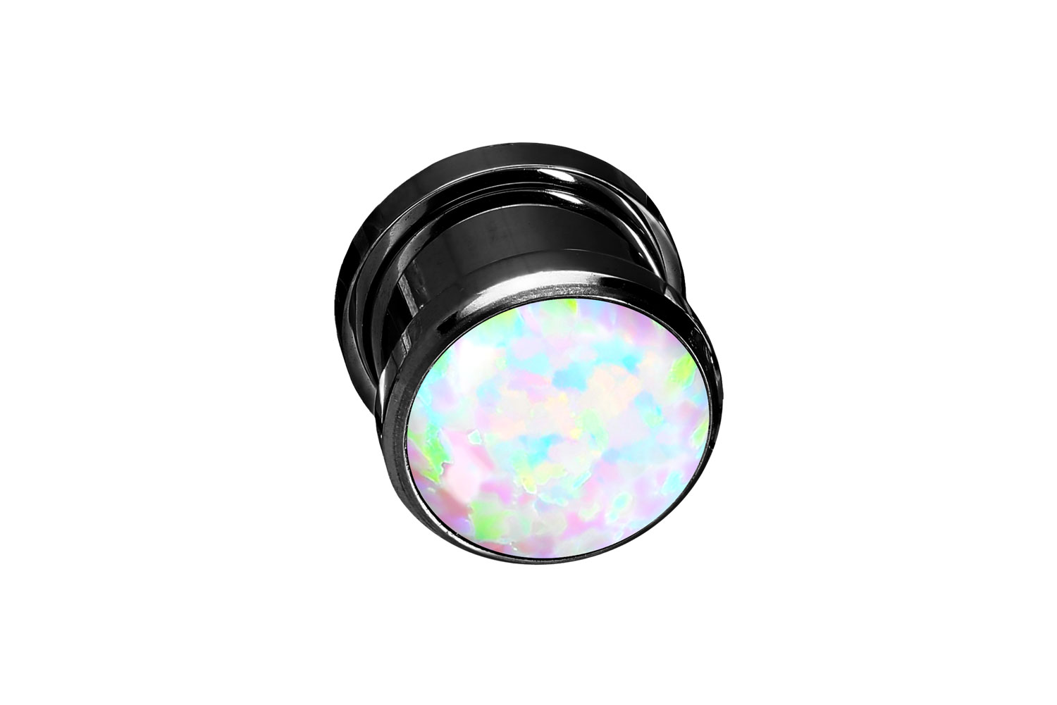 Chirurgenstahl Plug SYNTHETISCHER OPAL ++SALE++ von Piercingline